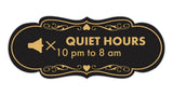 Signs ByLITA Designer Quiet Hours 10 pm to 8 am Wall or Door Sign