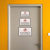 Classic Framed Plus No Running In the Hallways Door or Wall Sign | Children's Warning and Safety Signs
