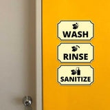 Notched Standard Wash Rinse Sanitize (Set of 3) Wall or Door Sign | Warning/Safety/Reception 3 pcs