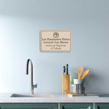 Classic Framed Los Empleados Deben Lavarse Las Manos Antes de Regresar al Trabajo — Wall or Door Sign | Wash Hands Spanish - Sign