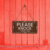 Please Knock Thank You 5x10 Hanging Wall or Door Sign | Warm Welcoming Signage For Homes