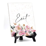 Exit Table Sign with Easel, Floral Watercolor Design (6 x 8")