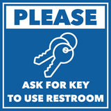 Signs ByLITA Square Please Ask For Key To Use Restroom Door or Wall Sign | Public Signage