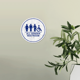 Circle Plus All Gender Restroom Wall or Door Sign Easy Installation | Business & Public Bathroom Signage