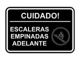 Signs ByLITA Classic Framed Cuidado Escaleras Empinadas Adelante Door or Wall Sign Easy Installation | Health And Safety | Building And Hospitality