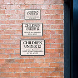 Classic Framed Plus Children Under 12 Must Be Accompanied By An Adult Door or Wall Sign | Children's Warning and Safety Signs