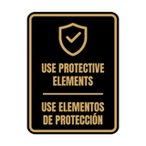 Signs ByLITA Portrait Round Use Protective Elements Door or Wall Sign | Spanish Bilingual Warehouse Health and Safety Signs