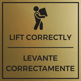 Signs ByLITA Square Lift Correctly Wall or Door Sign | Spanish Bilingual Warehouse Health and Safety Signs