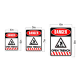 Portrait Round Plus Danger Open Trench Wall or Door Sign | Health And Safety Signage