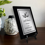 Kayaking Customizable Black Frame Wooden Award Plaque | Easel Mount Option | Achievement and Recognition Personalizable Plaques | Sports Award