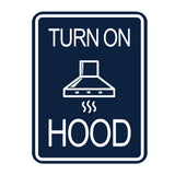 Signs ByLITA Portrait Round Turn On Hood Door or Wall Sign Durable ABS Plastic | Laser Engraved | Easy Installation | Kitchen | Hygiene
