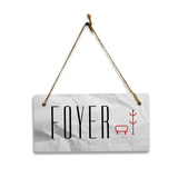 Foyer 5x10 Hanging Plus Wall or Door Sign | Rustic Twine | Range of Vibrant Decor Styles | Room Signs For Home and Business