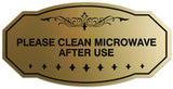 Signs ByLITA Victorian Please Clean Microwave After Use Wall or Door Sign - Laser-Engraved Lettering | Durable ABS Plastic | Vibrant Colors | Powerful Foam Tape