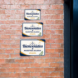 Classic Framed Plus Bienvenidos a Nuestra Iglesia — Welcome to Our Church Door or Wall Sign | Spanish - Church Room & Area Signs