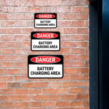 Classic Framed Plus Danger Battery Charging Area Door or Wall Sign | Health & Safety Signage
