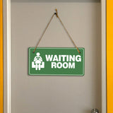 Waiting Room 5x10 Hanging Plus Wall or Door Sign | Rustic Twine | Business and Office Signage