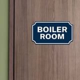 Notched Standard Boiler Room Wall or Door Sign | Fire/Emergency/Electrical/Security Safety Signs