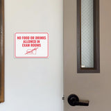 Classic Framed Plus No Food or Drinks Allowed in Exam Rooms Door or Wall Sign | Medical Facility Reception Patient Reminders