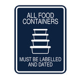 Signs ByLITA Portrait Round All Food Containers Must Be Labelled and Dated Door or Wall Sign Durable ABS Plastic | Laser Engraved | Easy Installation | Kitchen | Hygiene