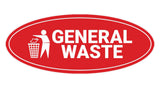 Signs ByLITA Oval General Waste Sign - Laser-Engraved Lettering | Durable ABS Plastic | Vibrant Colors | Powerful Foam Tape