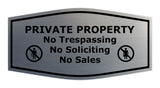 Fancy Private Property No Trespassing No Soliciting No Sales Wall or Door Sign