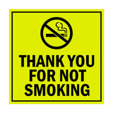 Signs ByLITA Square Thank You For Not Smoking Sign with Adhesive Tape, Mounts On Any Surface, Weather Resistant, Indoor/Outdoor Use