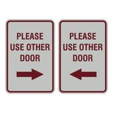 Portrait Round Please Use Other Door Sign Set with Adhesive Tape, Mounts On Any Surface, Weather Resistant