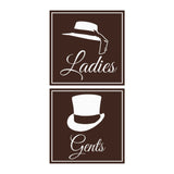 Square ladies and gents sign set with Adhesive Tape, Mounts On Any Surface, Weather Resistant