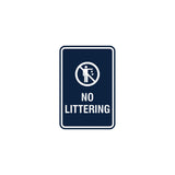 Portrait Round No Littering Sign With Adhesive Tape