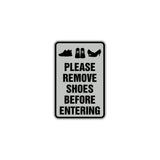 Portrait Round please remove shoes before entering Sign with Adhesive Tape, Mounts On Any Surface, Weather Resistant