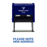 Blue PLEASE NOTE NEW ADDRESS Self Inking Rubber Stamp