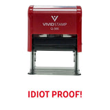 Red Idiot Proof Novelty Stamp