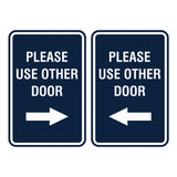 Portrait Round Please Use Other Door Sign Set with Adhesive Tape, Mounts On Any Surface, Weather Resistant