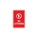 Portrait Round No Littering Sign With Adhesive Tape