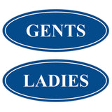 Oval LADIES GENTS Restroom Signs - 2 Pack