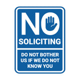 Portrait Round No Soliciting Do Not Bother Us If We Do Not Know You Wall or Door Sign