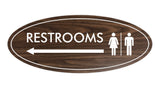 Signs ByLITA Oval Restrooms Left Arrow Sign