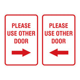 Portrait Round Please Use Other Door Sign Set with Adhesive Tape, Mounts On Any Surface, Weather Resistant
