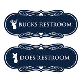 Designer Bucks and Does Novelty Restroom Signs (Set of 2) Wall or Door Sign