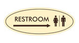 Oval Restroom Right Arrow Sign