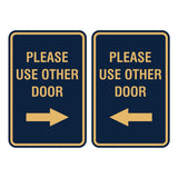 Portrait Round Please Use Other Door Sign Set with Adhesive Tape, Mounts On Any Surface, Weather Resistant