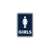 Signs ByLITA Portrait Round Girls (female bathroom icon) Sign with Adhesive Tape, Mounts On Any Surface, Weather Resistant, Indoor/Outdoor Use