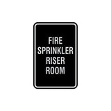 Portrait Round Fire Sprinkler Riser Room Sign with Adhesive Tape, Mounts On Any Surface, Weather Resistant