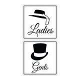 Square ladies and gents sign set with Adhesive Tape, Mounts On Any Surface, Weather Resistant
