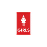 Signs ByLITA Portrait Round Girls (female bathroom icon) Sign with Adhesive Tape, Mounts On Any Surface, Weather Resistant, Indoor/Outdoor Use