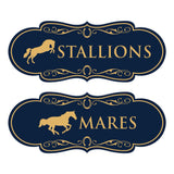 Designer Stallions and Mares, Restroom Wall or Door Signs (Set of 2)