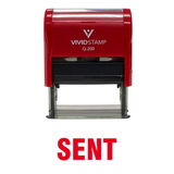 Red SENT Self Inking Rubber Stamp