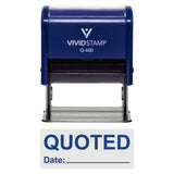 Blue Quoted With Date Line Self-Inking Office Rubber Stamp