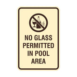 Signs ByLITA Portrait Round No Glass Permitted In Pool Area Sign with Adhesive Tape, Mounts On Any Surface, Weather Resistant, Indoor/Outdoor Use