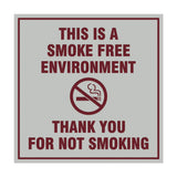 Signs ByLITA Square This is a Smoke Free Environment Thank you for not smoking Sign